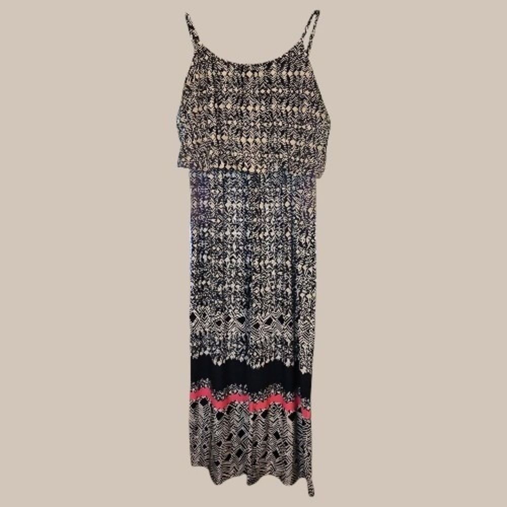 Magic Jumpsuit XL Wide Leg Blouson Top Spaghetti Strap Navy Blue White Geometric